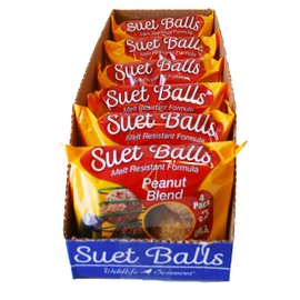Wildlife Sciences Suet Balls 24 Pack, 6 Individually Wrapped Packs of 4 Bird Suet Balls (Peanut Blend)