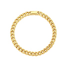 Philip Jones Men's 6mm Gold Plated Stainless Steel 7.5 Inch Curb Chain Bracelet