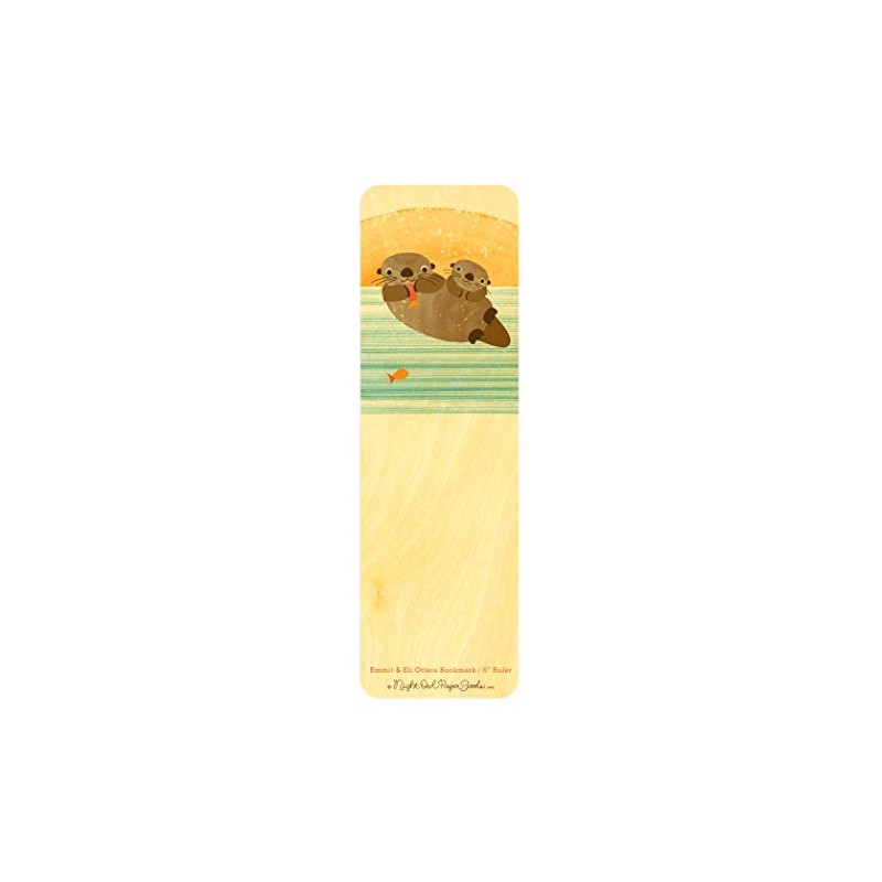 Emmit & Eli Otters Wood Bookmark/Ruler by Night Owl Paper