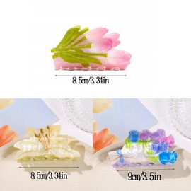 3Pcs Flower Hair Claw Clip Fashion Summer Beach Medium Hair claw clips Strong Hold Hair Jaw Clips Hair Barrettes Hairpins Hair Ponytail Holder Decor Hair Accessories for Women Girls Thin