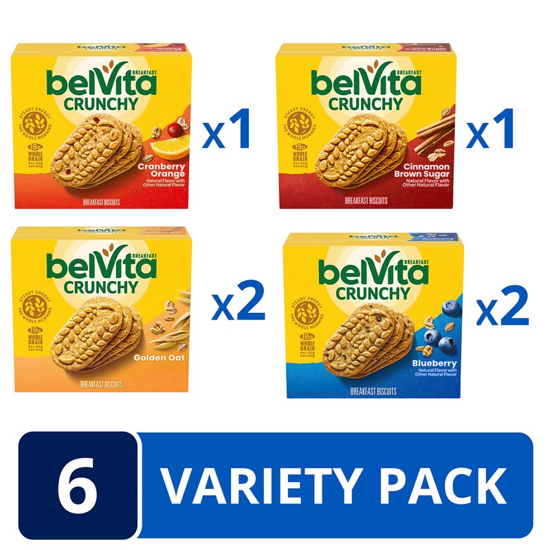belVita Breakfast Bars Biscuits Variety Pack, 4 Flavors, 30 Total