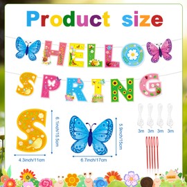 HOWAF Spring Garland Banner, 4pcs Hello Spring Banner Decorations Flowers Bloom Garland for Welcome Spring Mantle Party Decor Spring Easter Bunting Banner Double-Sided