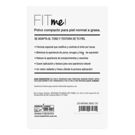 Maybelline Base Maquillaje Polvo Fit Me, 12 gr, matifica y controla brillo 16h, minimiza poros