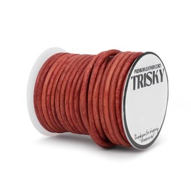 TRISKY Real/Genuine Round Leather Cord for Jewelry Making - Premium Leather String Cord for Crafting - Ideal for Bracelets, Necklace, Pendants, Braiding, Wraps - (3mm, Light Brown)