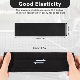 Pack of 4 Women's Black Elastic Headband Women's Hair Band Men's Non-Slip Headband Women's Sports Unisex Hair Bands for Women Men Yoga Fitness Jogging Workout (Black)