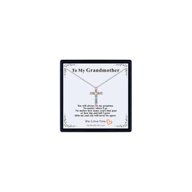 U7 Silver Cross Necklace for Women Cubic Zirconia Cross Pendant Stainless Steel Chain with Message Card To My Grandmother Jesus Necklaces Christian Jewellery for Her