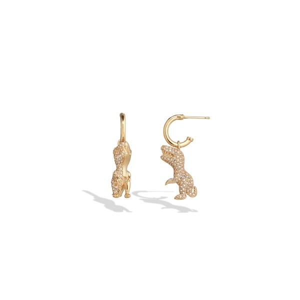 COACH Womens Signature Pavé Rexy Charm Huggie Earrings