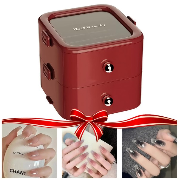 WIZIYION Double-layer Nail Storage Box, Large-capacity Display Box, Stores Nails,