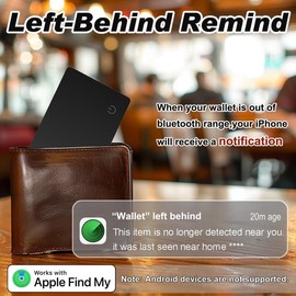 Wallet Tracker Card, Ultra-Thin Luggage Tracker Works with Find My (iOS only), Item Locator for Wallet, Suitcase, ID Card and More, Wireless Charging, Water Resistant