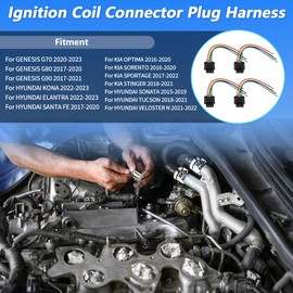 HEROFFIX 4Pcs Ignition Coil Connector Plug Harness for Hyundai Elantra 2022-2023 Ignition Coilpack Female Connector Pigtail for KIA Sorento 2016-2020 No.273002E601/GN10877