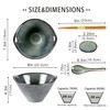 UNICASA Japanese Ramen Bowl Set with Chopsticks, Spoons and Rests,