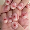 Valentine's Day Press on Nails Short Coffin Fake Nails Glitter