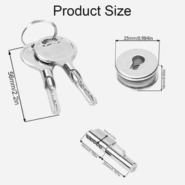 Glass Door Lock, Sliding Glass Door Lock with Keys, Display Case/Refrigerator Door Locks, Commodity Display Cabinet Lock Suitable for Glasses Thickness 0.12"-0.23" (Silvery, 1 Set)
