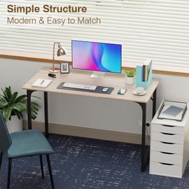 FDW 47 inches Computer Desk/Home Office Desk/Writing Study Table/Modern Simple Style PC Desk with Metal Frame,Nature
