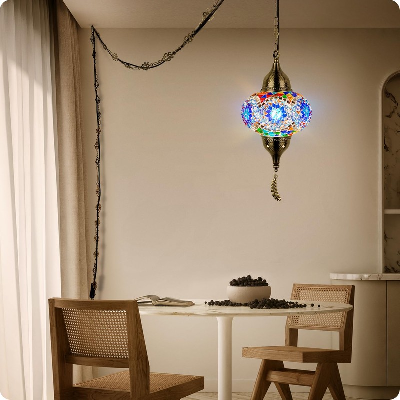 Yarra-Decor Turkish Moroccan Pendant Hanging Light with 15-Foot Cord -