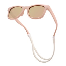 COASION 3 Pack Bendable Flexible Polarized Newborn Baby Sunglasses with Silicon Strap for Infant Boys Girls Age 0-12 Months (Baby Girl Pink/Pink Mirror + Jelly White/Pink Mirror + Pink/Grey)