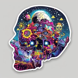Generic Thinking Mind Creepy Psychedelic Sticker for Car, Bike, SUV, Truck, Helmet, Laptop, Water Bottle, Notebook, Decal Window, Guitar, Skateboard, Bumper Vinyl Sticker 5 inch, KG 117