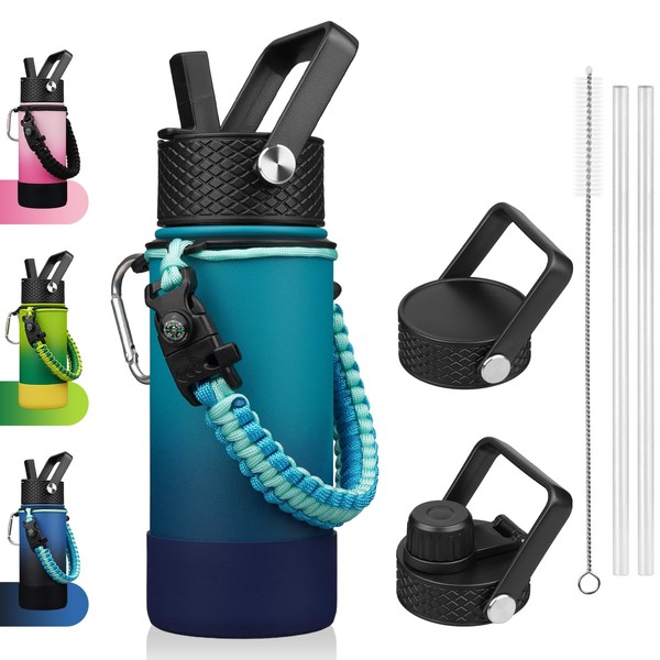 BJPKPK Water Bottle with Straw Lid, 18oz Insulated Water Bottles