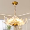 OFPSABAL Modern Leaf Chandelier, 6 Lights, 2-Tier Crystal Suspended Ceiling