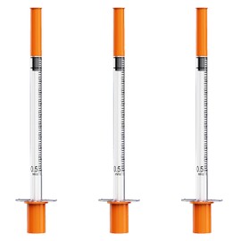 0.5ml 31G 5/16 Inch Syringe, U-100 0.5cc 31 Gauge 8mm Lab Syringes Individually Wrapped, Pack of 100