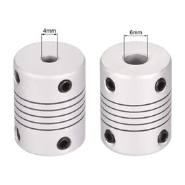 sourcing map 4mm to 6mm Aluminum Alloy Shaft Coupling Flexible Coupler Motor Connector Joint L25xD19 Silver,5pcs