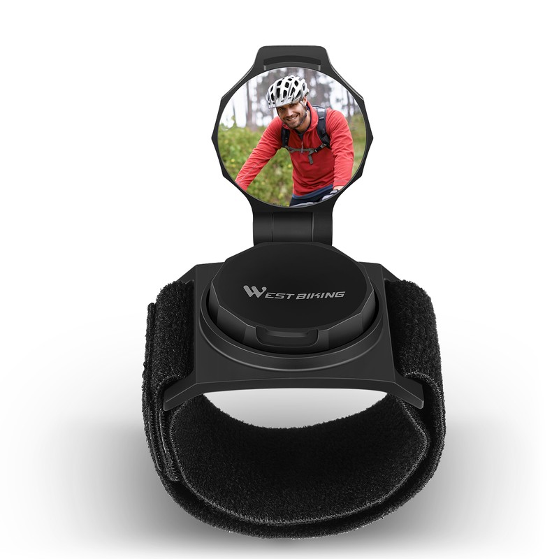 WEST BIKING Bike Wrist Rearview Mirror 360° Rotate Convex Reflector