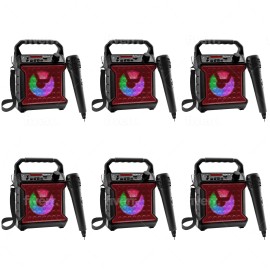 RISEBASS Portable Bluetooth Speaker Karaoke Machine System +Microphone,  Pack of 6 - Red