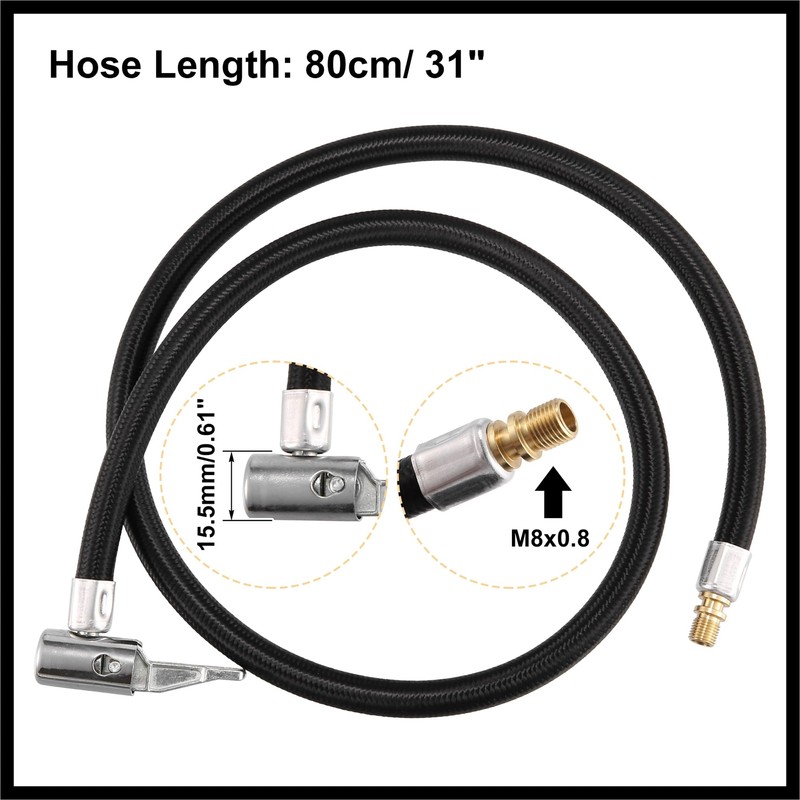 Hihaha 80cm 31" Tire Valve Stem Extension Inflator Extender Hose