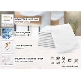 ZOLLNER 10er Set Waschhandschuhe, Waschlappen, 16x21 cm, Baumwolle, weiß