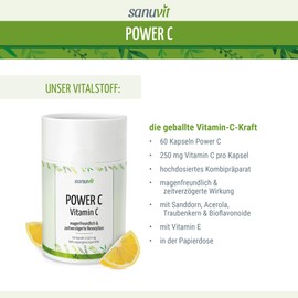 Sanuvit® Power C 60 Capsules – Pure Product Direct from Manufacturer (Hypoallergenic Manufactory)