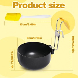 2 Pack Egg Poacher Pan, Non-Stick Poached Egg Maker, Stainless Steel Poached Egg Pan, Collapsible Hang Ear Egg Poacher, Egg Boiler Egg Rings Egg Boilers with Oil Brush