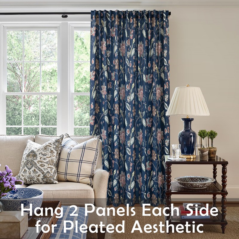 Elegant Luxury Black Out Curtains 96 Inch Long 2 Panel
