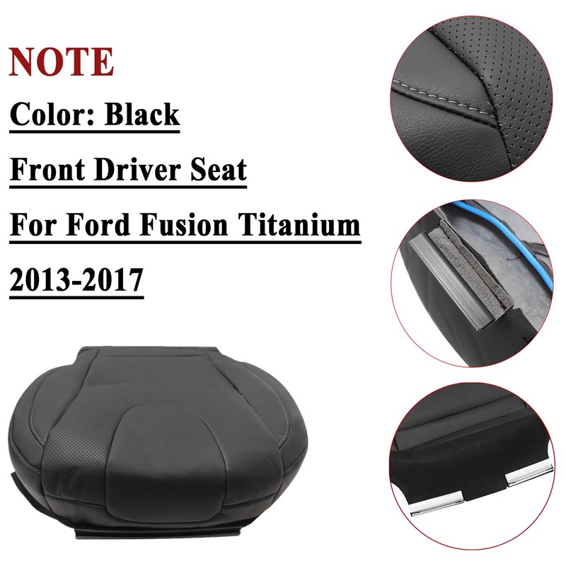 NLQR Front Driver Bottom Replacement Perforated Seat Cover Black Microfiber