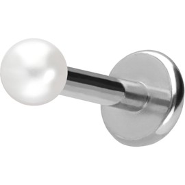 PIERCINGLINE Titanium Labret with Push Fit Synthetic Pearl Piercing Ear Helix Conch Tragus Choice of Colours and Sizes, Titanium Faux Pearl