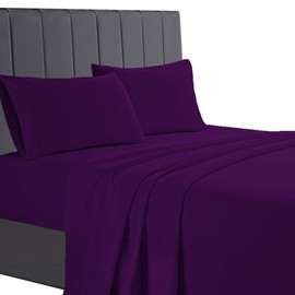 AATH COLLECTION Egyptian Cotton Flat Sheets, 200 Thread Count Single, Double, King, Super King Flat Bed Sheets, Soft & Fade Resistant (King, Plum)