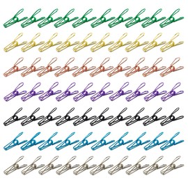 70Pcs Chip Clips Utility, Metal Clothes Pins Clamps, Multipurpose Steel Wire Clips, Colored Paper Clips Small for Sealing Food, Laundry Hanging, Binding Document (7 Colors)