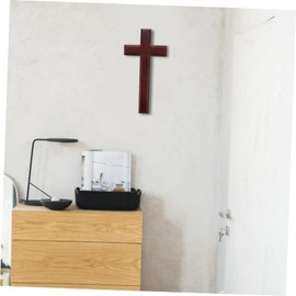 Ciieeo Solid Wood Crucifix Cross Wall Hanging Decor Wooden Craft Christian Decor Fade-resistant Design
