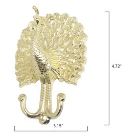 Ailejia 2 alzapaños de cortina de pavo real con borlas de aleación de zinc, ganchos de pared para colgar en la pared (dorado)