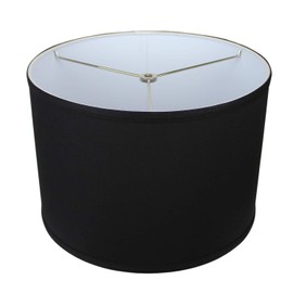 FenchelShades.com 13" Top Diameter x 13" Bottom Diameter 9" Height Fabric Drum Lampshade (Spider) Attachment for Lamps with a Harp (Linen Black)