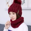 LCZTN Womens Pom Beanie Hat Scarf Set Girls Cute Winter