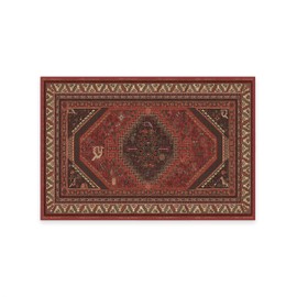 RUGGABLE Washable Area Rug – Zareen Scarlet Red 2x3, Stain-Resistant, Non-Slip with Cushioned Pad – Small Machine Washable Rugs for Living Room, Bedroom, Hallway, Entryway & Bathroom