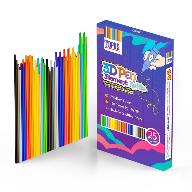 Topus 150Pcs 3D Pen Filament Refills Compatible with 3Doodler Start+