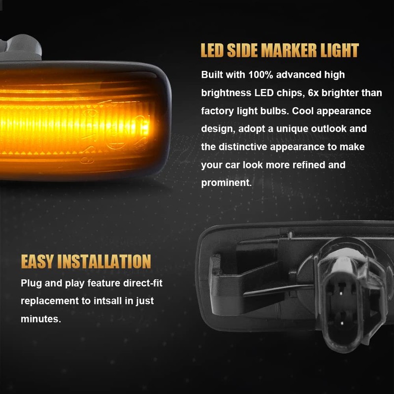 D-Lumina LED Side Marker Light Assembly Smoked Lens Sequential Blink