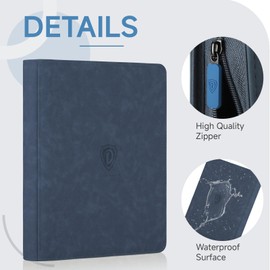 Deoyibu Card Binder with 9 Pockets, Trading Card Binder for 360 Trading Cards, Double-Sided Collectable Album with Zip, Card Folder for MTG, TCG, Playing Cards, Sports Cards, Dark Blue