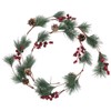 Alipis Christmas Artificial Rattan Garland with Red Berries and Pine