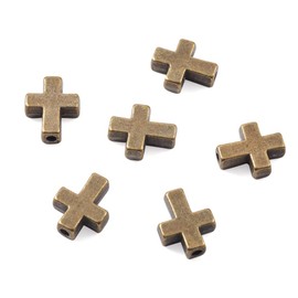Craftdady 20Pcs Antique Bronze Crucifix Cross Spacer Beads 15x12mm Tibetan Metal Cross Holy Charm Beads for Jewelry Maing Hole: 2mm