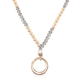 RIAH FASHION Bohemian Geometric Pendant Long Necklace - Boho Metallic Charm Layering Chain Moroccan Clover Quatrefoil/Floral Filigree/Tassel/Bar/Disc Hoop, Metal