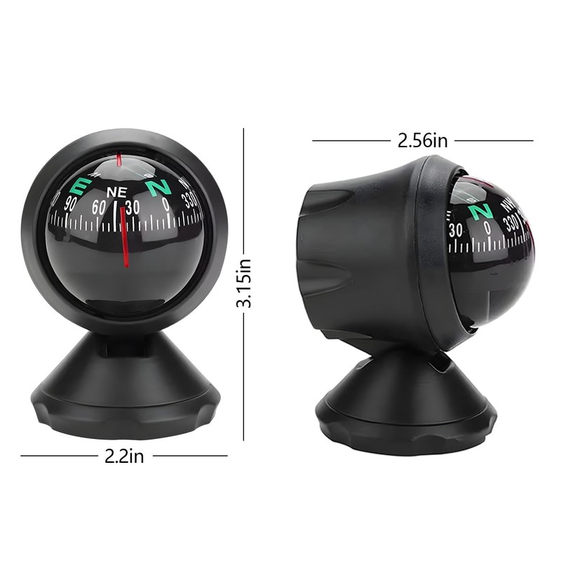 XINLIYA Car Compass, Vehicle Compass Ball with Bottom Stick, Dash