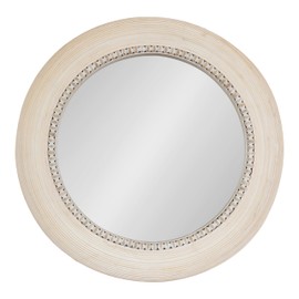 Kate and Laurel Jonesport Chunky Decorative Round Mirror, 26 Inch Diameter, Light Natural, Coastal Circle Mirror with Beaded Detail Design for Bathroom Mirror for Over Sink