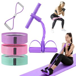 3PCS Bandas De Resistencia Antideslizantes Fitness, Set De Ligas Elásticas Incluye 3 Bandas Elásticas Gruesas, 1 Extractor De Brazo En Forma De 8 y 1 